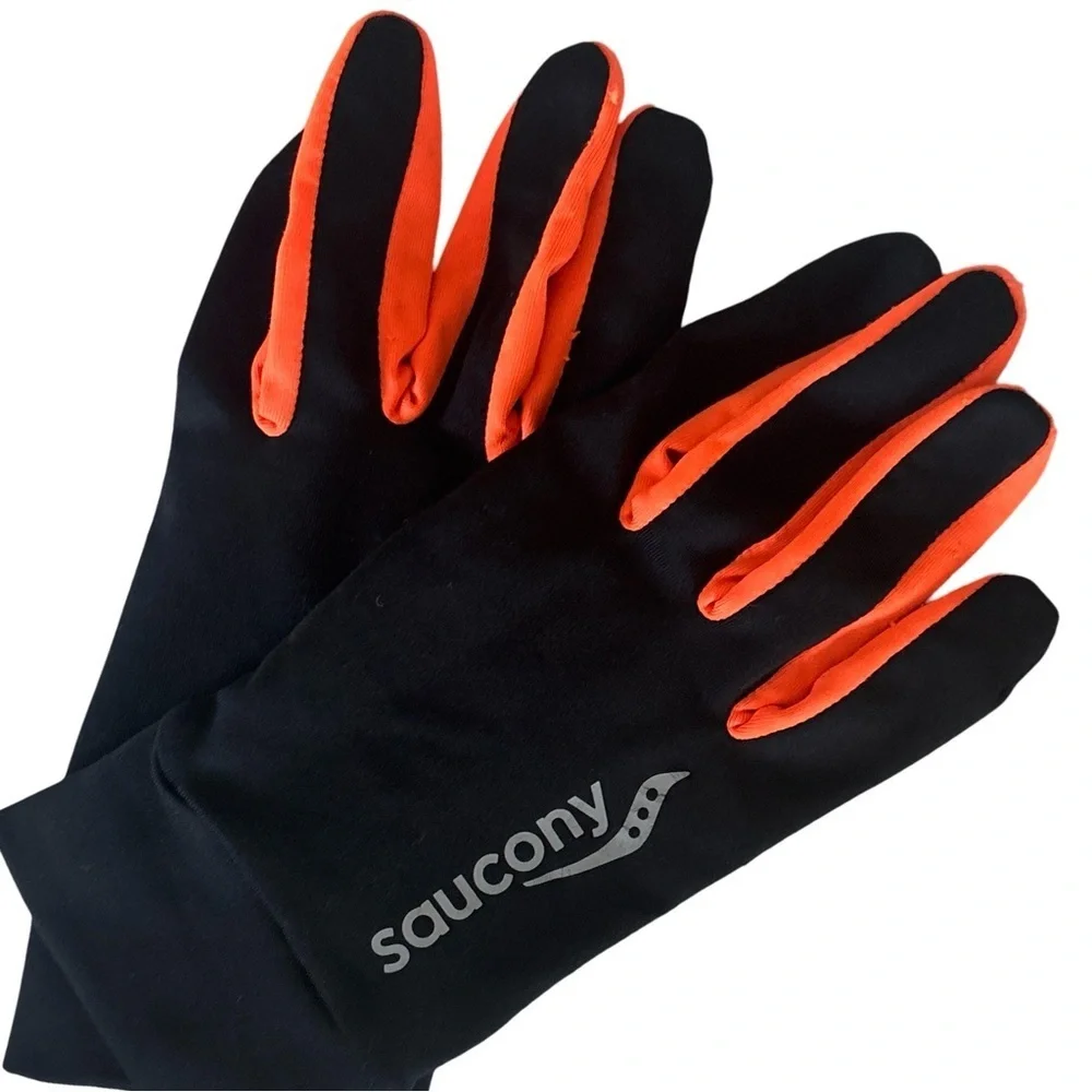 Saucony running Gloves - Black and Orange - XS